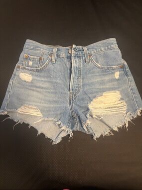 Levi's Light Blue Distressed Cutoff Denim Shorts